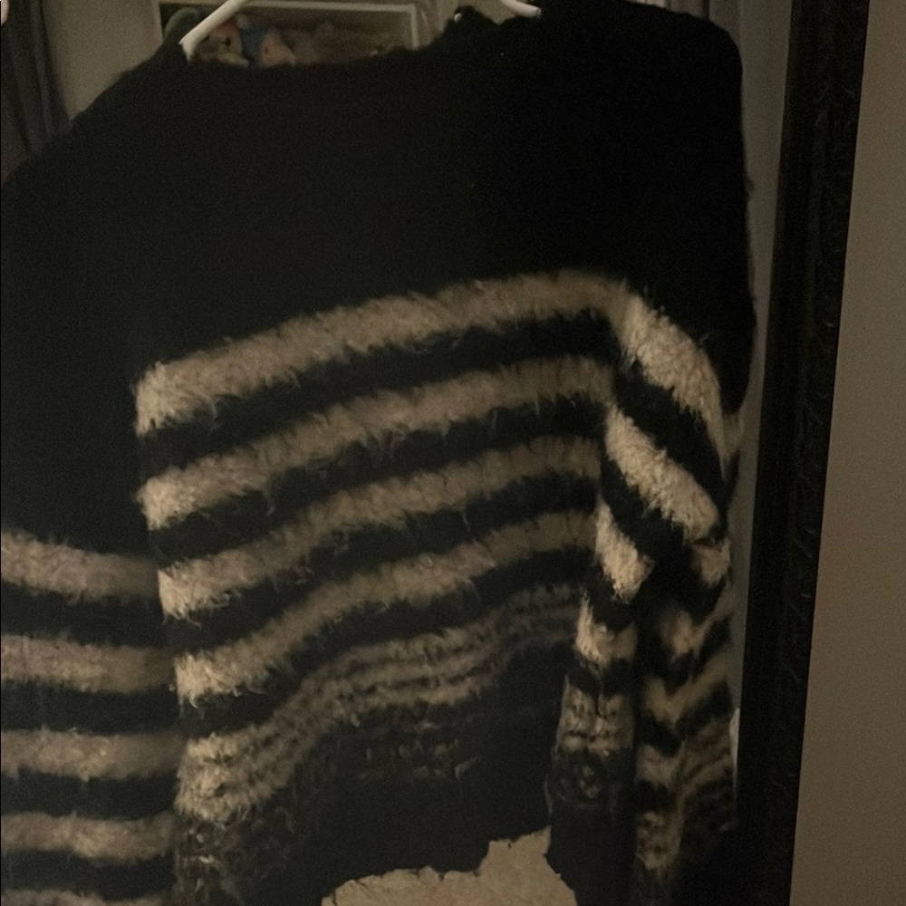 Black and Cream Striped Sweater